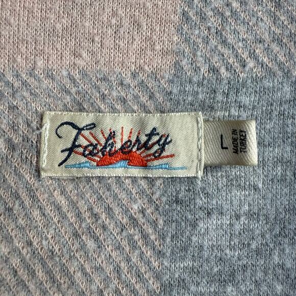 Faherty Gorpcore Legend Sweater Shirt Pink Gray Women’s Size Large Buffalo Plaid - Picture 3 of 7